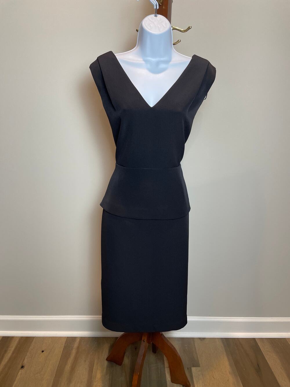 Metaphor Black Cut Out Back Ruffle Waist Sheath Dress Size 10 New With Tag